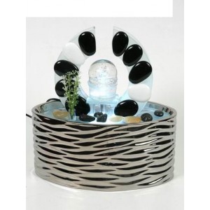 Fontaine circulaire boule et corne chrome